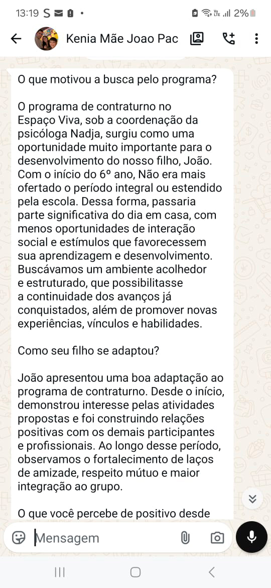 Depoimento de família